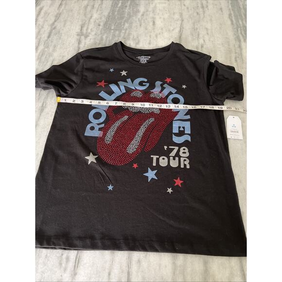NWT Rolling Stones Embellished T-Shirt /Women's 4/6 Small Black Cotton Blend - Picture 7 of 8